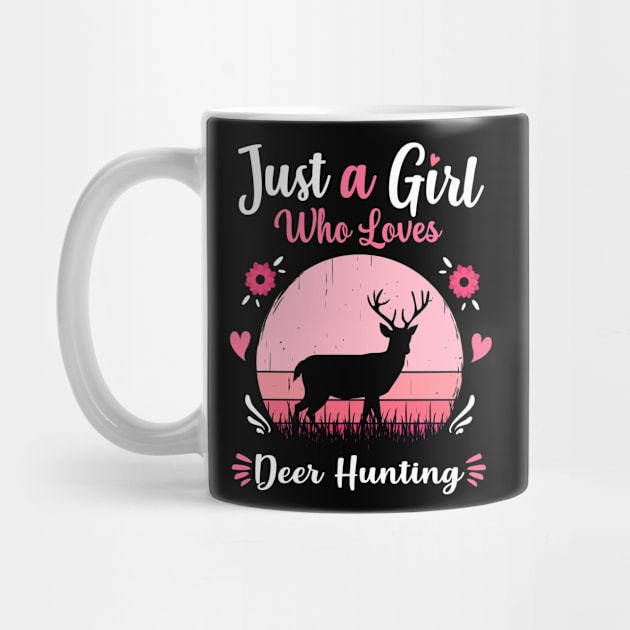 Just A Girl Who Loves Deer Hunting Pink Retro Vintage gift idea by Lyume